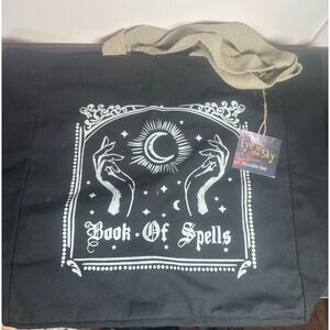 NWT | Large Bag Book of Spells Witch Magic - Black Cotton Tote